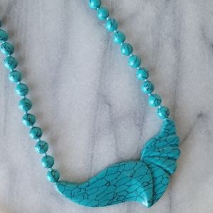 Vintage Necklace Beaded Simulated Turquoise Look
